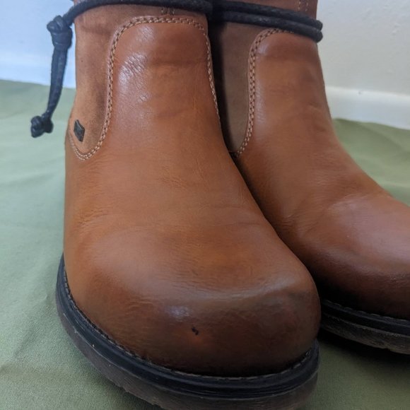 Rieker Fleece Lined Ankle Boots- Size 39- Cayenne Brown with Knitted Cuff - Picture 5 of 9